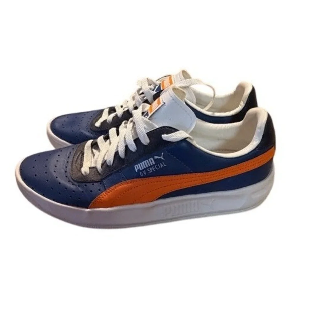Puma GV Special Mens Blue Orange‎ Leather Tennis SneakerS Size 9